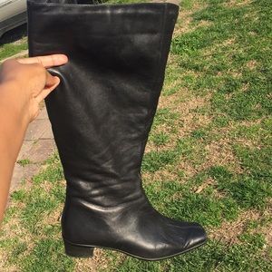 Black leather boots